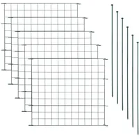 Estexo Teichzaun Gartenzaun 11tlg Gerade 5 Elemente Gitterzaun Metall Grün