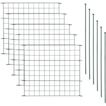 Estexo Teichzaun Gartenzaun 11tlg Gerade 5 Elemente Gitterzaun Metall Grün