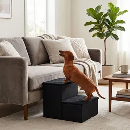 Relaxdays Hundetreppe Faltbar Schwarz 2 Stufen 40 cm x 35 cm x 32 cm