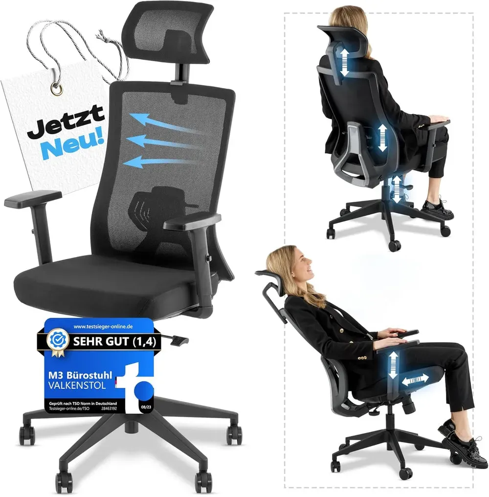VALKENSTOL M3 - Ergonomischer Bürostuhl Allrounder mit Designanspruch - Komfort