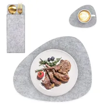 Intirilife 6x Filzunterleger-Set in Grau - Tischdeckchen 43 x 33 cm Wohntextilien, Tischwäsche, Untersetzer