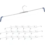 Relaxdays Hosenspannbügel, 18er Set, rutschhemmend, Hosen & Röcke, Spiral Hosenspanner, Breite 30-51,5 cm, silber/blau