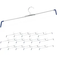 Relaxdays Hosenspannbügel, 18er Set, rutschhemmend, Hosen & Röcke, Spiral Hosenspanner, Breite 30-51,5 cm, silber/blau