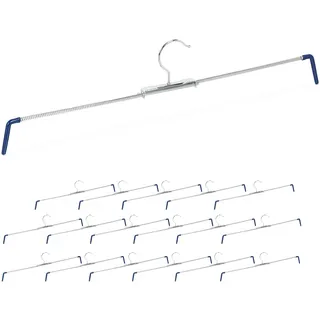 Relaxdays Hosenspannbügel, 18er Set, rutschhemmend, Hosen & Röcke, Spiral Hosenspanner, Breite 30-51,5 cm, silber/blau
