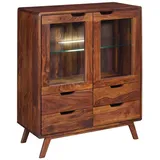 MASSIVMOEBEL24.DE Highboard Sheesham 90x40x110 walnuss lackiert MALMÖ 2 #113 - 2 Jahre Gewährleistung - mind. 14 Tage Rückgaberecht - Braun