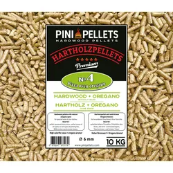PINI Hartholz Pellets Nr. 4 BBQ Pizza Oven Oregano 10 Kg Grillpellets zum Grillen Räuchern Smoken und für Pizzaofen