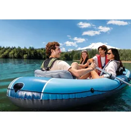 Intex Schlauchboot Excursion 4 Blau inkl. Pumpe und Alu-Paddel