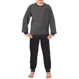 NORMANN langarm Frottee Schlafanzug Pyjama Bündchen Streifen - 77078 in anthrazit | Gr.: 152