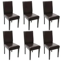 Mendler 6er-Set Esszimmerstuhl Stuhl Küchenstuhl Littau Leder, braun, dunkle