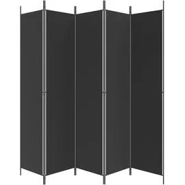 vidaXL 5-tlg. Paravent Schwarz 250x220 cm Stoff