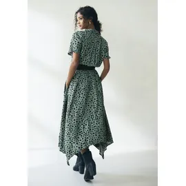 LASCANA Druckkleid Blusenkleid Punktedruck Grün/Schwarz 36