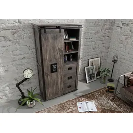 Massivmoebel24 Schrank Mango 100 x 175 x 45 cm Grau