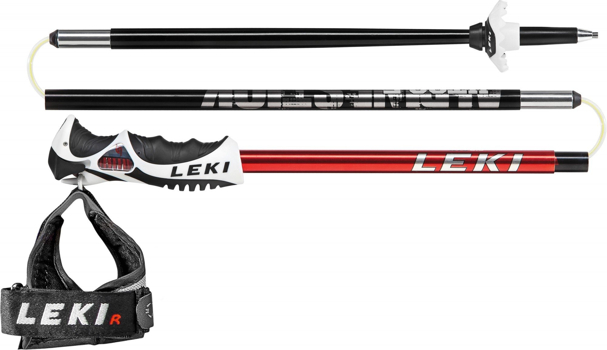 LEKI Unisex-Adult Trigger Shark 2 Black/White 14mm Nordic-Walking-Stöcke, schwarz-rot-weiß-gelb, 120