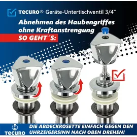tecuro Geräte-Untertischventil 3/4 Zoll, Abgang seitlich, zum Absperren von Geräten
