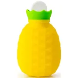 EWANTO Mini Ananas Silikon Wärmflasche 200 ml Handwärmer für Erwachsene und Kinder Gelb