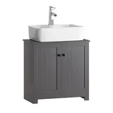 SoBuy Waschbeckenunterschrank Grau Holzwerkstoff, 60x60x30 cm Badezimmer, Badezimmerschränke, Waschbeckenunterschränke