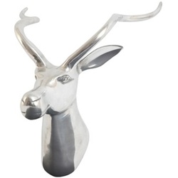 Designer Shine Deko Bock aus poliertem Aluminium - Wandfigur