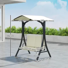 Outsunny Hollywoodschaukel Cremeweiß 2-Sitzer