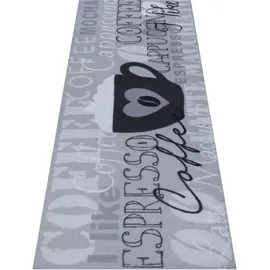 HANSE HOME I Like Espresso", schwarz-weiß (grau,schwarz,weiß), B:50cm H:3mm L:150cm, Polyester, Teppiche, Läufer, Rutschfest, Küchenteppich, Küche, Teppich, Pflegeleicht