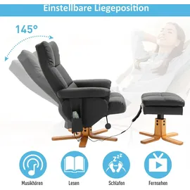 Homcom Massagestuhl Kunstleder 80 x 86 x 99 cm schwarz inkl. Hocker