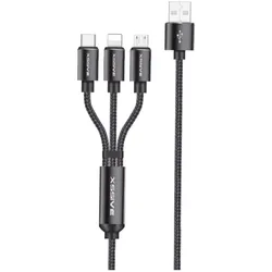 3in1 Charge USB Kabel 1.2 Meter 2.4A Schnell-Ladekabel