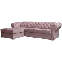 MOEBLO Ecksofa Avia, mit Schlaffunktion mit Bettkasten Eckcouch Wohnlandschaft Sofa mit Ottomane Eckgarnitur Polsterecke, (BxTxH):280x180x81 cm rosa