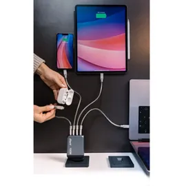 Verbatim Ladeadapter, Universal, GNC-100, GaN, 100W, 1x USB-A, QC 3x USB-C PD, grau