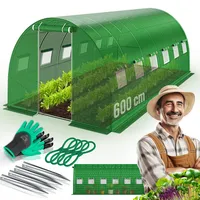 Kesser KESSER® Folien-Gewächshaus Stabil mit Fenstern mit Moskitonetz & Tür Gartentunnel mit Rahmen aus verzinktem Stahl Folientunnel 170g/m2 inkl. Erdanker Handschuhen & Seilen