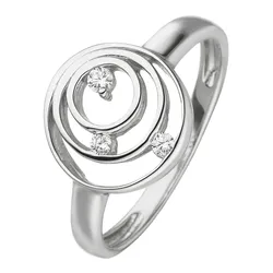 Fingerring JOBO Gr. 56, silber (silber 925, weiß), Fingerringe, Damen, 56, Silber 925 (Sterlingsilber), 925 Silber mit 3 Zirkonia