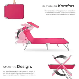 Tectake Chloé Sonnenliege 190 x 68 x 65 cm Pink