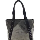 Sunsa Canvas Handtasche. Damen Shopper Tasche in Vintage Stil. Große Schultertasche. Schwarz/grau Tote bag.