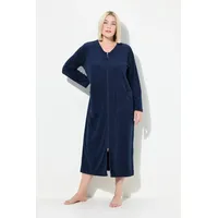 Ulla Popken Damen Bademantel, 2-wege-zipper, Frottee, Kuschelweich, Nachtblau, 70-72 EU