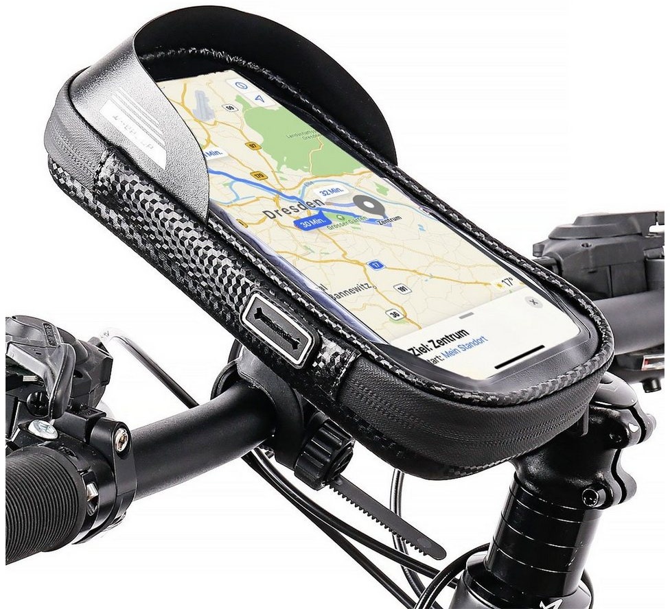 MidGard Fahrradtasche für Lenker, Smartphone-Halterung, Handy-Tasche für Fahrrad, e-Bike schwarz