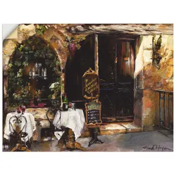 Artland Wandbild »Treffen am Café«, Restaurant & Cafés, (1 St.), als Leinwandbild, Wandaufkleber in verschied. Größen Artland Farbe Bild(er): braun