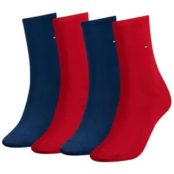 TOMMY HILFIGER Damen Socken, 4er Pack - Classic, Strümpfe, einfarbig Rot 39-42