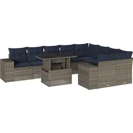 vidaXL Gartensofa-Set 10-tlg. grau Polyrattan