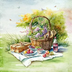 ti-flair 20 Servietten Papier 33x33cm 3-lagig - hochwertige Einweg Papierservietten Hochzeitsservietten Motivservietten Picknick Motiv Bunt