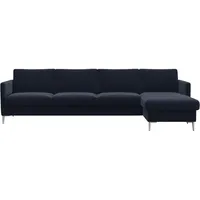 FLEXLUX Ecksofa »Fiore, L-Form, bequem und komfortabel durch hochwertigem Sitzaufbau«, schmale Armlehnen, Kaltschaum, Füße Alu blau