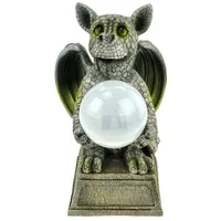 Kremers Schatzkiste Drachenkind mit Solarkugel 30cm Drache Handbemalte Gartenfigur