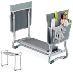 relaxdays Kniebank für Gartenarbeit 59 cm silber, 59x50x31.5 cm