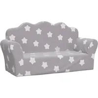 vidaXL Kindersofa 2-Sitzer Hellgrau mit Sternen Weich Plüsch