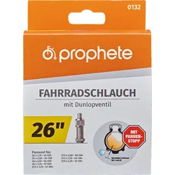 Fahrradschlauch PROPHETE "Fahrradschlauch", schwarz (farbe}), Fahrradschläuche, 48mm, Dunlopventil (DV), 26 Zoll (66,04cm)