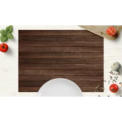 Tischsets I Platzsets abwaschbar - Braune Holzbretter - aus erstklassigem Vinyl (Kunststoff – BPA-frei) - 4 Stück – 44x32 cm – rutschfest