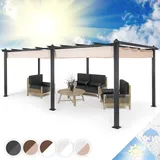 Blumfeldt Pavillon 3x6m - Rostfreier Metall-Pavillon Mit Einziehbarem Dach, Wasserdicht, Stabil & Winterfest - Langlebige Pergola Freistehend, Gartenpavillon Mit UV-Schutz & Aluminium-Rahmen
