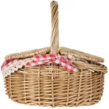 Toddmomy 1Pcs Wicker Picknickkorb Mit Liner Mehrzweck Leerer Picknickkörbe Mit Deckel Vintage Picknickkorb Für Obst Wein Versammlung Hochzeit Picknick