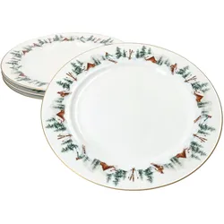 4x Chalet Speiseteller Ø27,3cm Porzellan 4 Personen Platte groß Essteller Winter