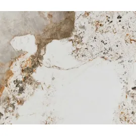 DeLife Esstisch Edge Oval 280x130 Keramik Minas Melange Weiß-Beige Infinity Metall Effektfinish Titan - Beige/Weiß