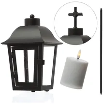 MARELIDA Laterne mit Mini LED Kerze mit 2 wechselbaren Spitzen und Erdspieß