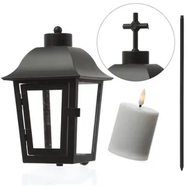 MARELIDA Laterne mit Mini LED Kerze mit 2 wechselbaren Spitzen und Erdspieß