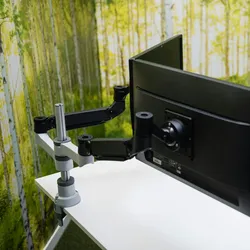 R-Go Tools R-Go Caparo 4 D2, nachhaltiger Doppel Monitor Arm, Tischhalterung, Gasdruckfeder, 3-9 kg Tragkraft, geringer CO2 Fußabdruck